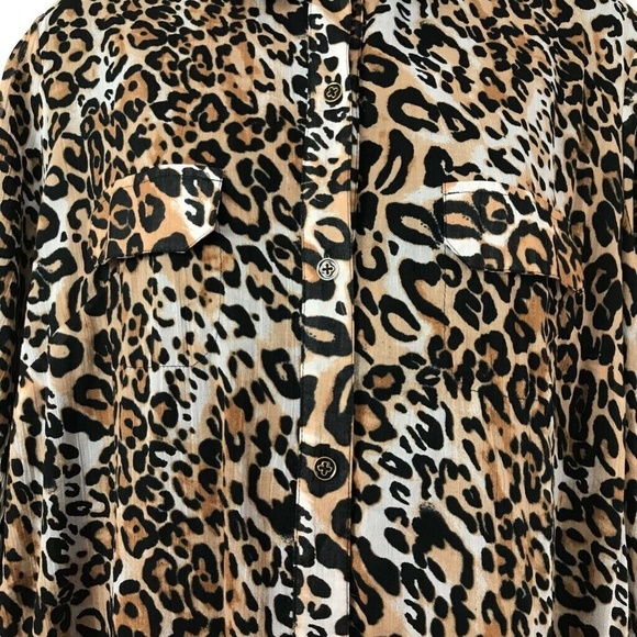 Robertson Shirt Dress Brown Leopard Print Sz L - Picture 2 of 8